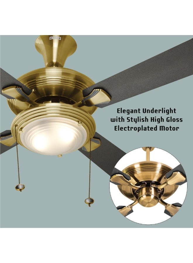أوشا USHA Fontana One 1270Mm ISI Ceiling Fan With Decorative Lights | BEE Star Rated | 100% Copper Motor | RF Remote,High Air Speed And Delivery | 2 Year Warranty | ( Antique Brass ) - Image 3